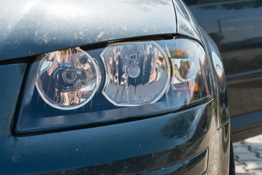 Audi A3 fényszóró polírozás előtti és utáni állapotban. – Utána